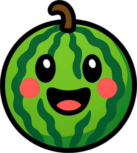 Watermelon with face.
In-Game asset.  2d.  High contrast.  No shadows