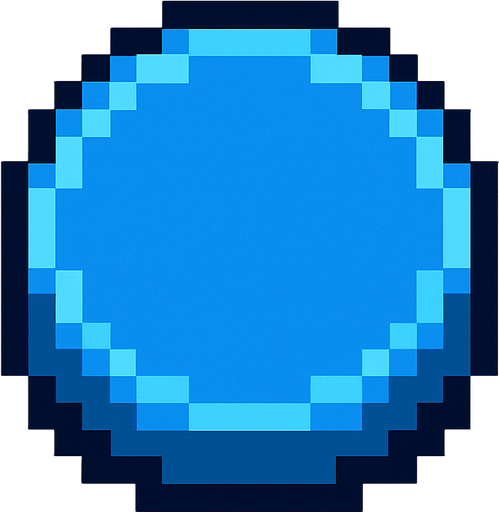 A button in the form of a bird's eye view pixel art.
In-Game asset.  2d.  High contrast.  No shadows