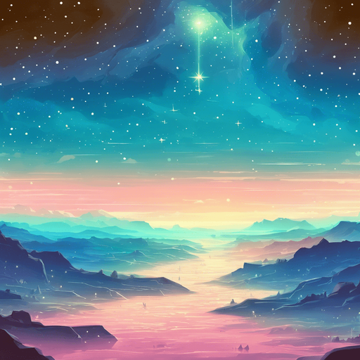 beautiful landscape. starry sky, pastel colours, high definition, alien world. Single Game Texture. In-Game asset. 2d. Blank background. High contrast. No shadows.