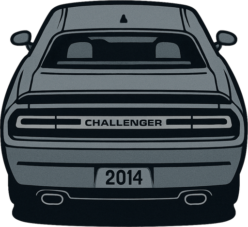 Gri Dodge challenger 2014 arkasi ama yukaridan.
In-Game asset.  2d.  High contrast.  No shadows