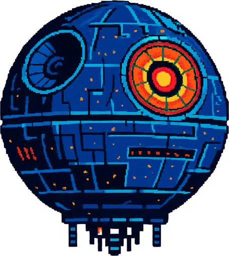 an Arcade style MOther ship like Death star.
In-Game asset.  2d.  High contrast.  No shadows