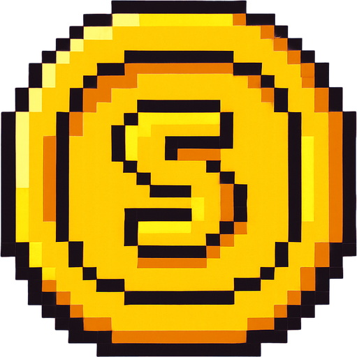 2d coin pixel art.
In-Game asset.  2d.  High contrast.  No shadows