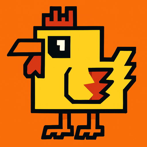 hyper chicken but square.
In-Game asset.  2d.  High contrast.  No shadows
