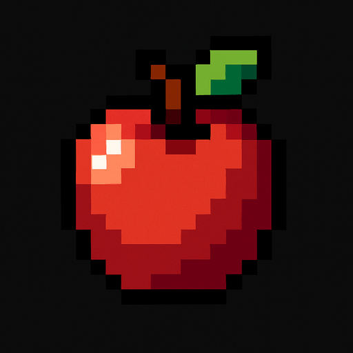 Make me a apple pixel 2d.
In-Game asset.  2d.  High contrast.  No shadows