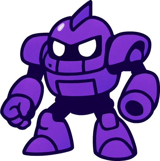 purple robot enemy.
In-Game asset.  2d.  High contrast.  No shadows