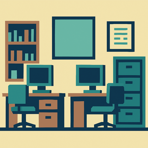 boring office background pixel art 2d..
In-Game asset.  2d.  High contrast.  No shadows