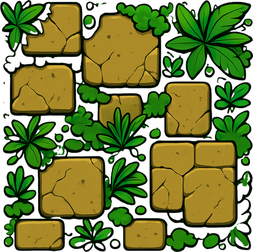 The ground for an ancient jungle temple.
In-Game asset.  2d.  High contrast.  No shadows