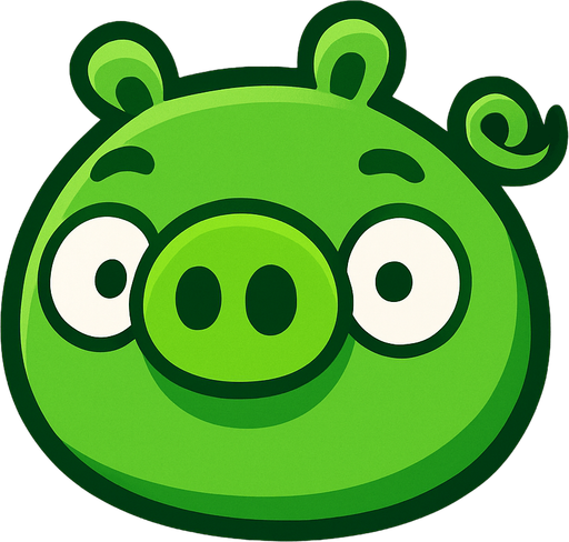 a grene pig.
In-Game asset.  2d.  High contrast.  No shadows