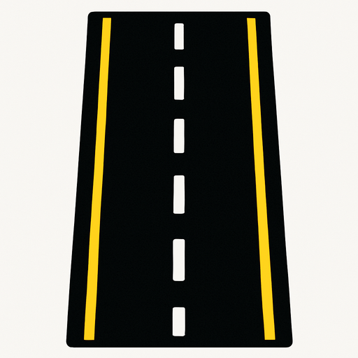 road çif şeritli düz yol.
In-Game asset.  2d.  High contrast.  No shadows