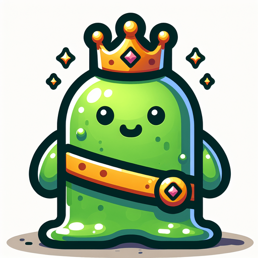 Un slime rey RPG con estilo suave y simple.
Single Game Texture.  In-Game asset.  2d.  Blank background.  High contrast.  No shadows