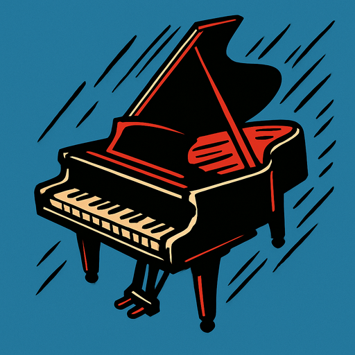 piano de cola cayendo.
In-Game asset.  2d.  High contrast.  No shadows