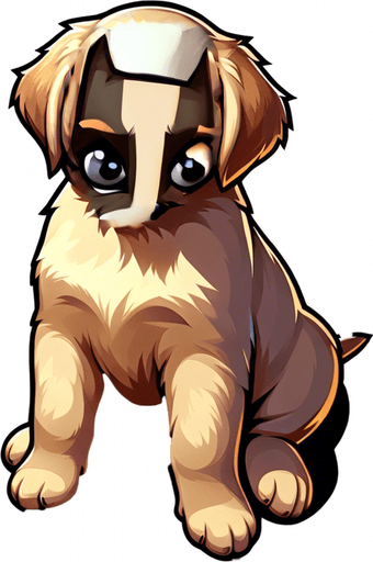 sad puppy. Single Game Texture. In-Game asset. 2d. High contrast.