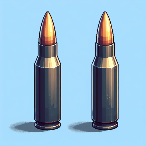 Bullet.
Single Game Texture. In-Game asset. 2d. Blank background. High contrast. No shadows.