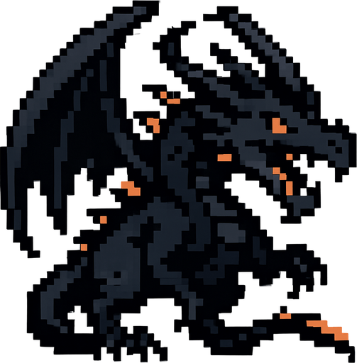 DARK DRAGON PIXEL.
In-Game asset.  2d.  High contrast.  No shadows