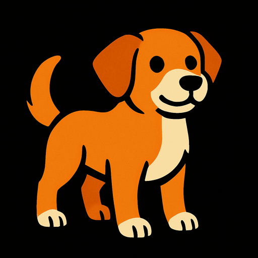 dog with black background.
In-Game asset.  2d.  High contrast.  No shadows