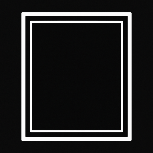 Black rectancle with simple white lined frame.
In-Game asset.  2d.  High contrast.  No shadows