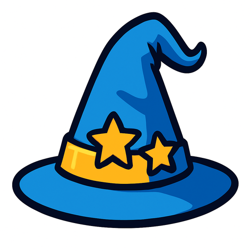 sombrero de mago de color azul 2d.
In-Game asset.  2d.  High contrast.  No shadows