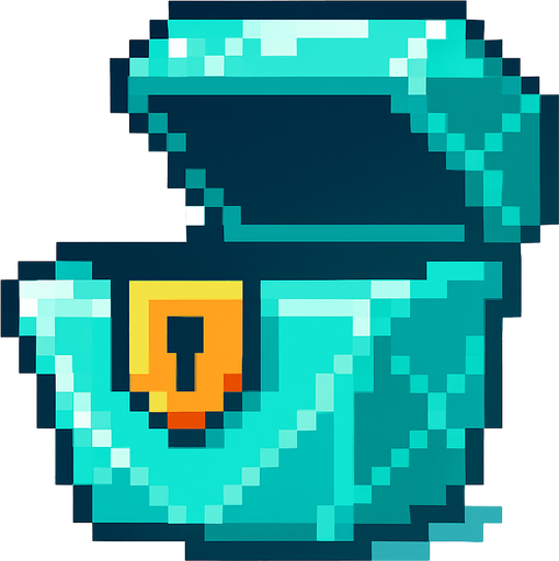 2d pixel bir elmasdan hazine sandığı.
In-Game asset.  2d.  High contrast.  No shadows