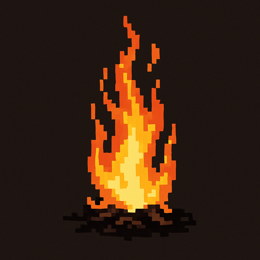 Ateş 🔥 dark souls style 2d pixel art.
In-Game asset.  2d.  High contrast.  No shadows