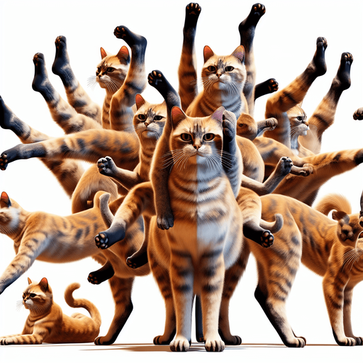 2 ayağı üzerinde duran kedinin farklı halleri (animasyon-gerçek karışımı bir tema).
(çok fazla resim)