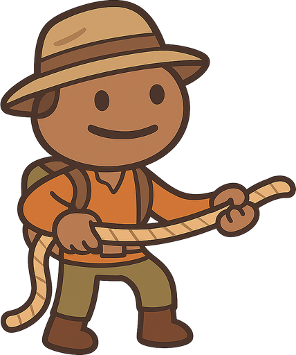maceracı bir tip elleriyle halat tutuyor. No background. Transparent background. Blank background. No shadows. 2d. In-Game asset. flat