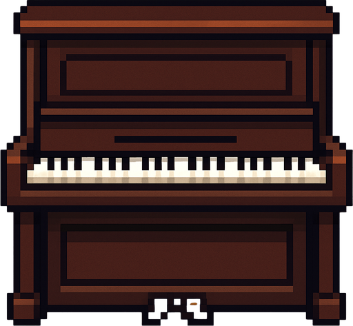 piano pixelart 2d.
In-Game asset.  2d.  High contrast.  No shadows