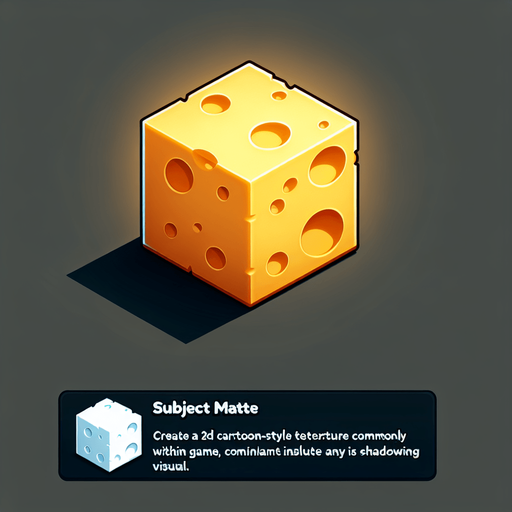 cheese, cartoon Single Game Texture. In-Game asset. 2d. Blank background. High contrast. No shadows.