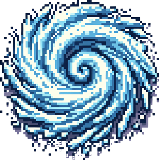 water whirlwind. bird-eye view. pixelated. 8 bit.
Single Game Texture. In-Game asset. 2d. Blank background. High contrast. No shadows.