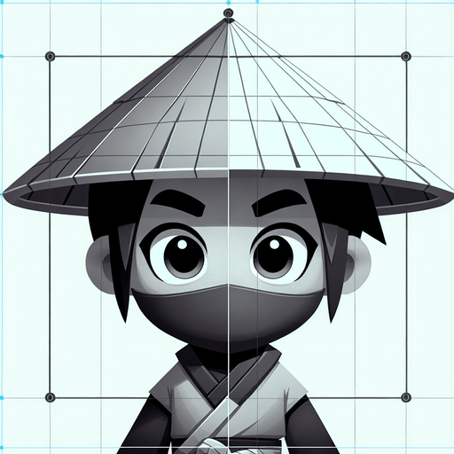 2d animated character Young ninja chinese qith triangular hat game.
Single Game Texture.  High contrast.  No shadows