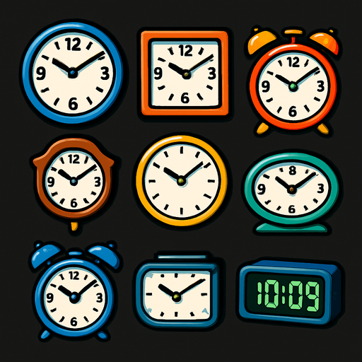 Pack of different clocks.
In-Game asset.  High contrast.  No shadows. 3D