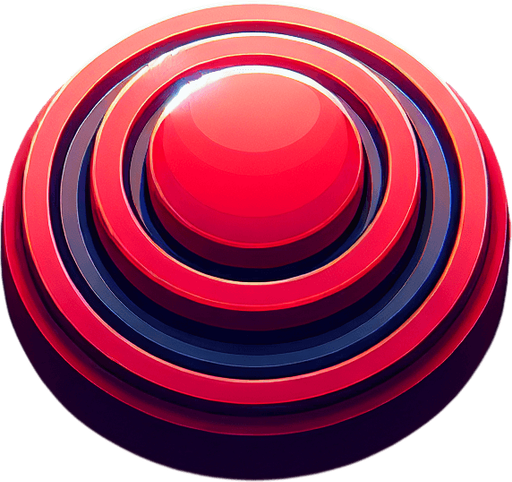 generate a arcade like round button in red color Single Game Texture. In-Game asset. 2d. Blank background. High contrast. No shadows.