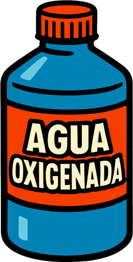Un bote de agua oxigenada.
In-Game asset.  2d.  High contrast.  No shadows