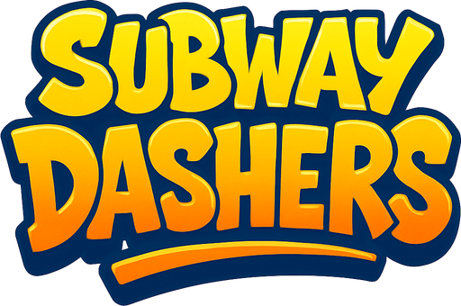 subway surfers style logo with text subway dashers.
In-Game asset.  2d.  High contrast.  No shadows