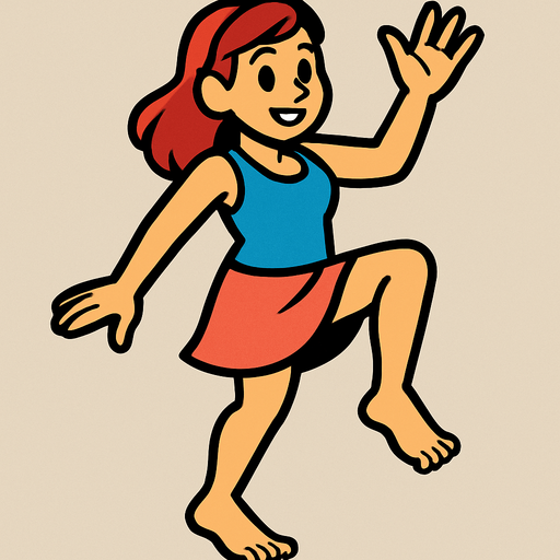 Barefoot woman with one foot raised up.
In-Game asset.  2d.  High contrast.  No shadows