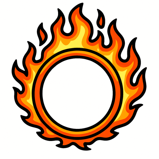 Cerceau enflammé.
In-Game asset.  2d.  High contrast.  No shadows