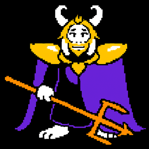 Asgore Undertale.
In-Game asset.  2d.  High contrast.  No shadows