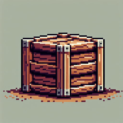 pixel art of a crate, side view . Single Game Texture. In-Game asset. 2d. Blank background. High contrast. No shadows.