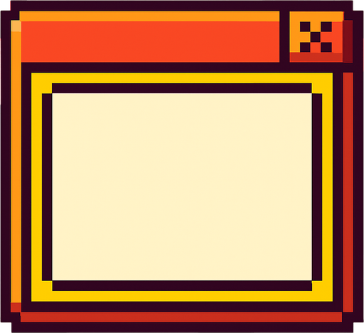a popup frame, retro pixel style, rectangular.
In-Game asset.  2d.  High contrast.  No shadows