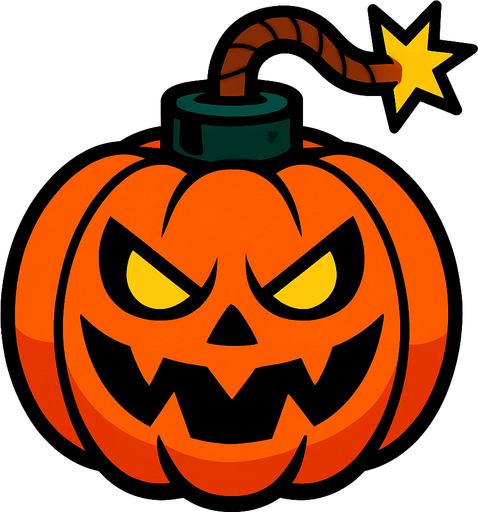 pumkin bomb.
In-Game asset.  2d.  High contrast.  No shadows