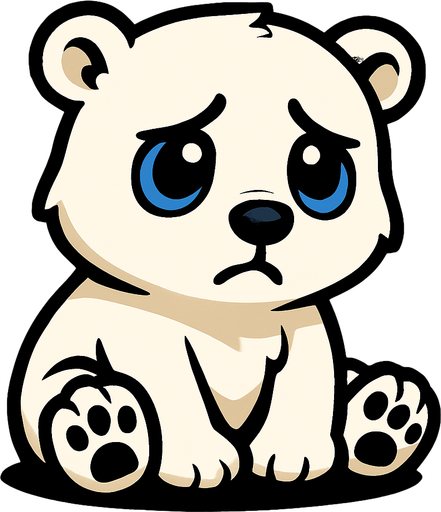 Sad baby polar bear.
In-Game asset.  2d.  High contrast.  No shadows