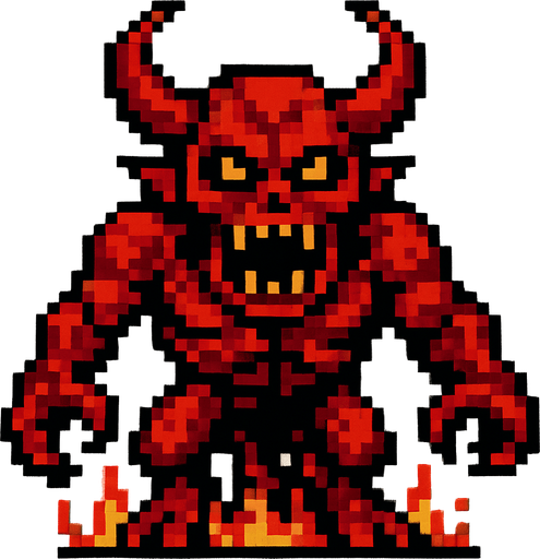 hell monster piksel.
In-Game asset.  2d.  High contrast.  No shadows