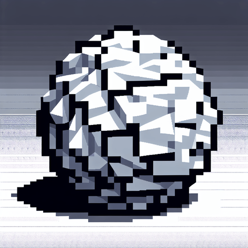 round crumpled ball of paper. Single Game Texture. In-Game asset. 2d. Blank background. High contrast. no shadow. pixel. 8 bit