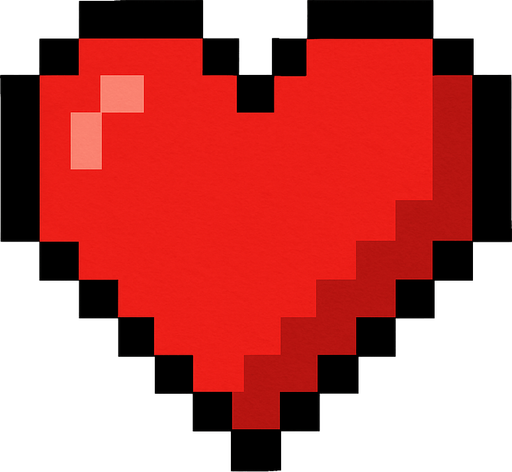 pixel heart.
In-Game asset.  2d.  High contrast.  No shadows