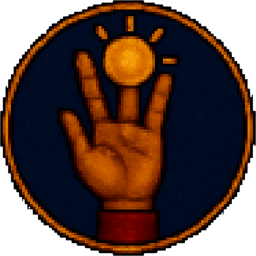 A hand with its fingers symbolizing sun