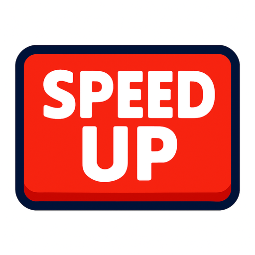 üzerinde SPEED UP yazan bir buton.
In-Game asset.  2d.  High contrast.  No shadows