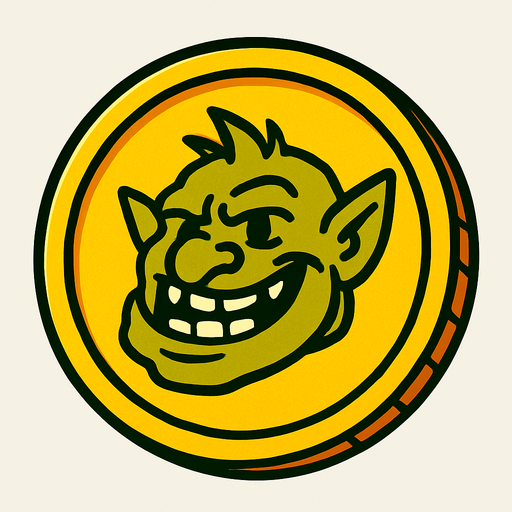 Troll coin.
In-Game asset.  2d.  High contrast.  No shadows