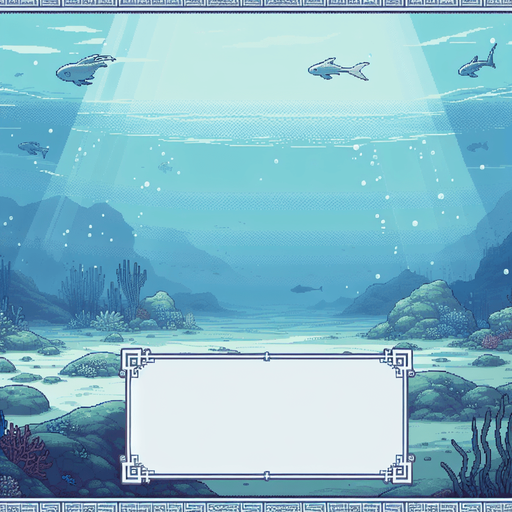 32 bit image anime style of beautyfull quite empty under sea water.
Single Game Texture.  In-Game asset.  2d.  Blank background.  High contrast.  No shadows