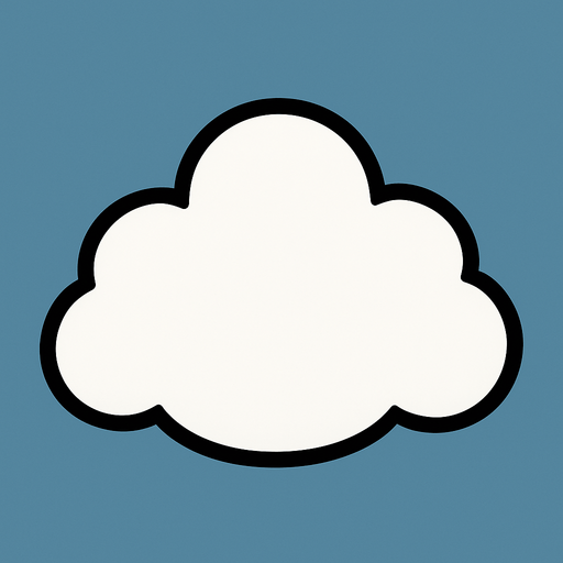 white rounded cloud, really thick black outline