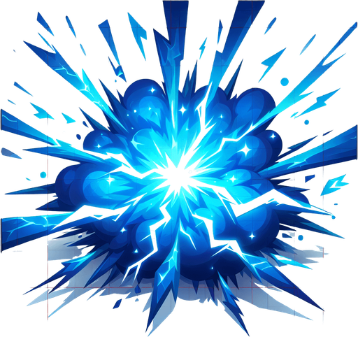 blue thunder explosion.
Single Game Texture.  In-Game asset.  2d.  Blank background.  High contrast.  No shadows