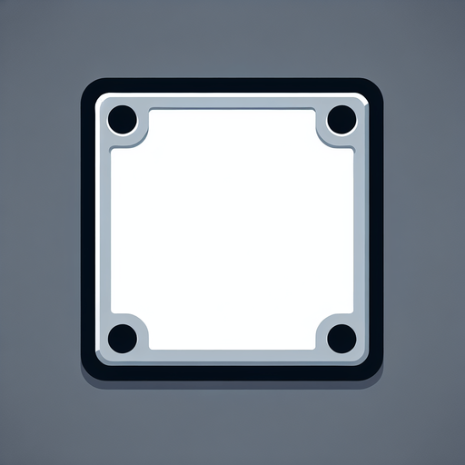 White square with round corners, flat, flat shaded, industrial design.
Single Game Texture. In-Game asset. 2d. Blank background. High contrast. No shadows.